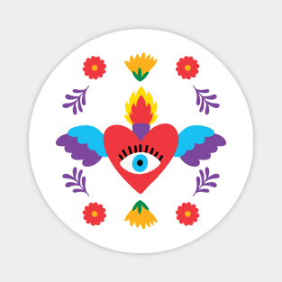 Mexican Otomi Sacred Heart Magnet